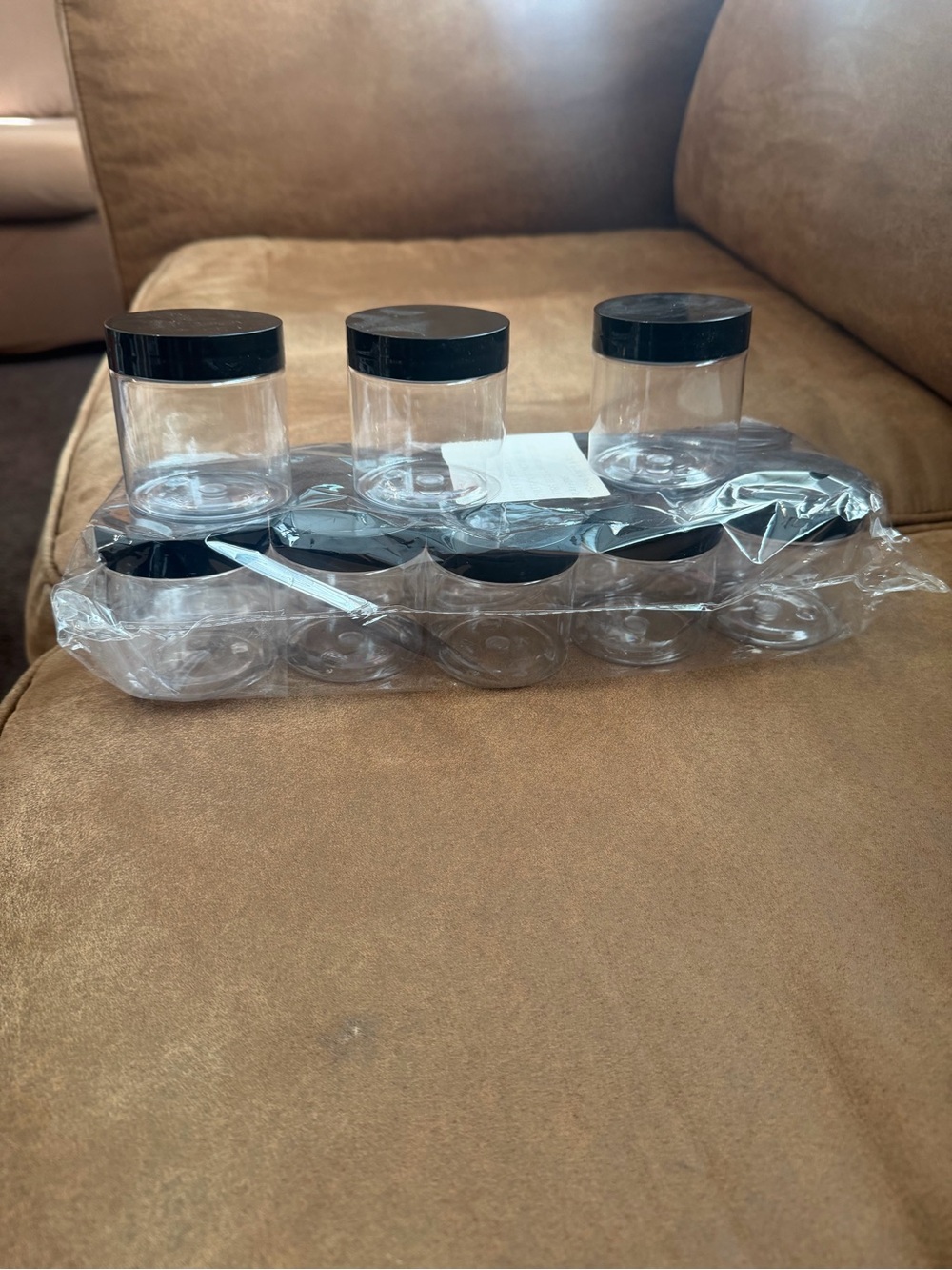 Clear Plastic Storage Jars with Black Lids - Multipack